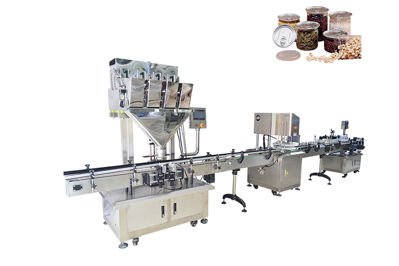 Automatic Nut Snack Granule Bottle Filling Sealing Labeling Production Line